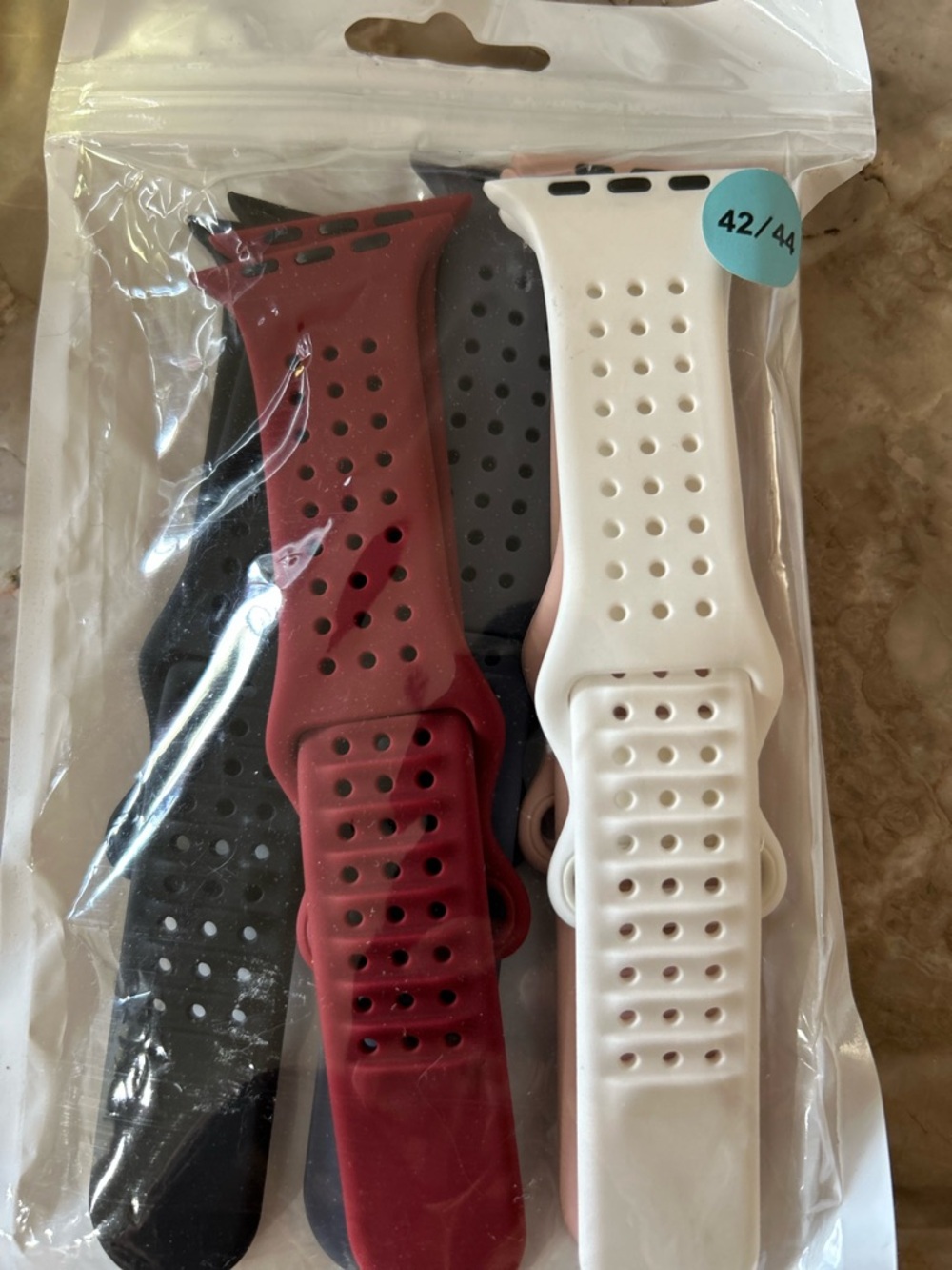 Silicone Replacement Watch Bands Pack - White, Red, Black